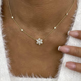 Cluster Necklace 1.2 ct TCW , Solid Gold 14k