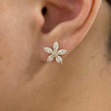 Post-On Stud Earrings 1.8 ct TCW , Solid Gold 14k
