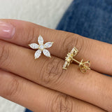 Post-On Stud Earrings 1.8 ct TCW , Solid Gold 14k