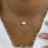 Minimalist Necklace 1.5 ct TCW , Solid Gold 14k