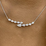 2-Rows Bar Necklace 1.7 ct TCW , Solid Gold 14k