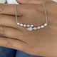 2-Rows Bar Necklace 1.7 ct TCW , Solid Gold 14k
