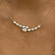 2-Rows Bar Necklace 1.7 ct TCW , Solid Gold 14k
