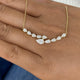 2-Rows Bar Necklace 1.7 ct TCW , Solid Gold 14k