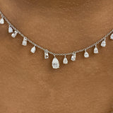 Fringed Chain Necklace 2.8 ct TCW , Solid Gold 14k
