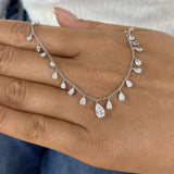 Fringed Chain Necklace 2.8 ct TCW , Solid Gold 14k