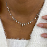Fringed Chain Necklace 2.8 ct TCW , Solid Gold 14k