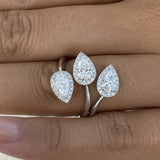 3-Leaves Band Ring 1.4 ct TCW , Solid Gold 14k