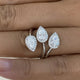3-Leaves Band Ring 1.4 ct TCW , Solid Gold 14k