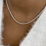 Choker Tennis Necklace 2.5 ct TCW , Solid Gold 14k