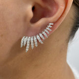 Wing Climber Earrings 1.8 ct TCW , Solid Gold 14k