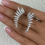 Wing Climber Earrings 1.8 ct TCW , Solid Gold 14k