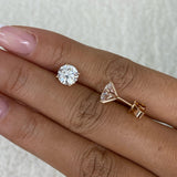 Solitaire Stud Earrings 3 ct TCW , Solid Gold 14k