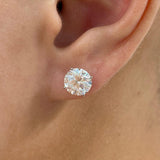 Solitaire Stud Earrings 4 ct TCW , Solid Gold 14k