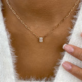 Solitaire Necklace 1 ct TCW , Solid Gold 14k