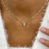 Solitaire Necklace 1 ct TCW , Solid Gold 14k