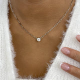 Solitaire Necklace 1 ct TCW , Solid Gold 14k