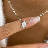 Solitaire Necklace 1 ct TCW , Solid Gold 14k