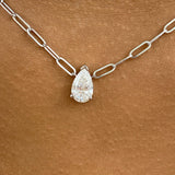 Solitaire Necklace 1 ct TCW , Solid Gold 14k