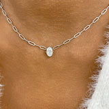Solitaire Necklace 1 ct TCW , Solid Gold 14k