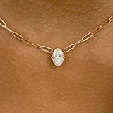 1ct Oval Diamond Choker, Solid Gold 14k