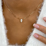 Solitaire Necklace 1 ct TCW , Solid Gold 14k