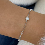 Bezel Stations Chain Bracelet 0.7 ct TCW , Solid Gold 14k