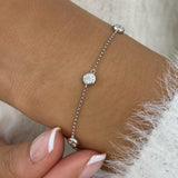 Bezel Stations Chain Bracelet 0.7 ct TCW , Solid Gold 14k