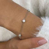 Bezel Stations Chain Bracelet 0.7 ct TCW , Solid Gold 14k