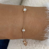 Bezel Stations Chain Bracelet 0.7 ct TCW , Solid Gold 14k