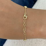 Bezel Stations Chain Bracelet 0.7 ct TCW , Solid Gold 14k