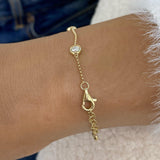 Bezel Stations Chain Bracelet 0.7 ct TCW , Solid Gold 14k