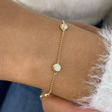 Bezel Stations Chain Bracelet 0.7 ct TCW , Solid Gold 14k