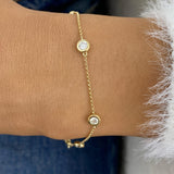 Bezel Stations Chain Bracelet 0.7 ct TCW , Solid Gold 14k