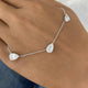 3 Pear Stations Chain Necklace 3 ct TCW , Solid Gold 14k