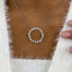 Circle Wreath Necklace 2.3 ct TCW , Solid Gold 14k