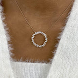 Circle Wreath Necklace 2.6 ct TCW , Solid Gold 14k