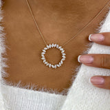 Circle Wreath Necklace 2.6 ct TCW , Solid Gold 14k
