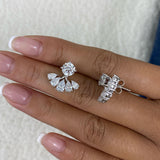 Fan Jacket Earrings 4.4 ct TCW , Solid Gold 14k