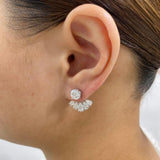 Fan Jacket Earrings 4.4 ct TCW , Solid Gold 14k