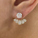 Fan Jacket Earrings 4.4 ct TCW , Solid Gold 14k
