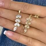 Chandelier Drop Earrings 3.9 ct TCW , Solid Gold 14k