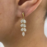 Chandelier Drop Earrings 3.9 ct TCW , Solid Gold 14k