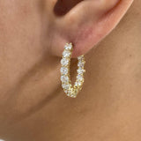Inside-Out Clicker Huggie Earrings 2.6 ct TCW , Solid Gold 14k