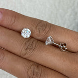 Solitaire Stud Earrings 3 ct TCW , Solid Gold 14k