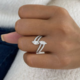Marquise and round Ring 0.9ct TCW, White Gold 14K