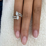 Marquise and round Ring 0.9ct TCW, White Gold 14K