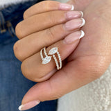 Marquise and round Ring 0.9ct TCW, Rose Gold 14K