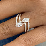 Marquise and round Ring 0.9ct TCW, Rose Gold 14K
