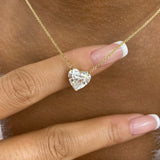 Heart Pendant Necklace 3ct TCW, Yellow Gold 14K
